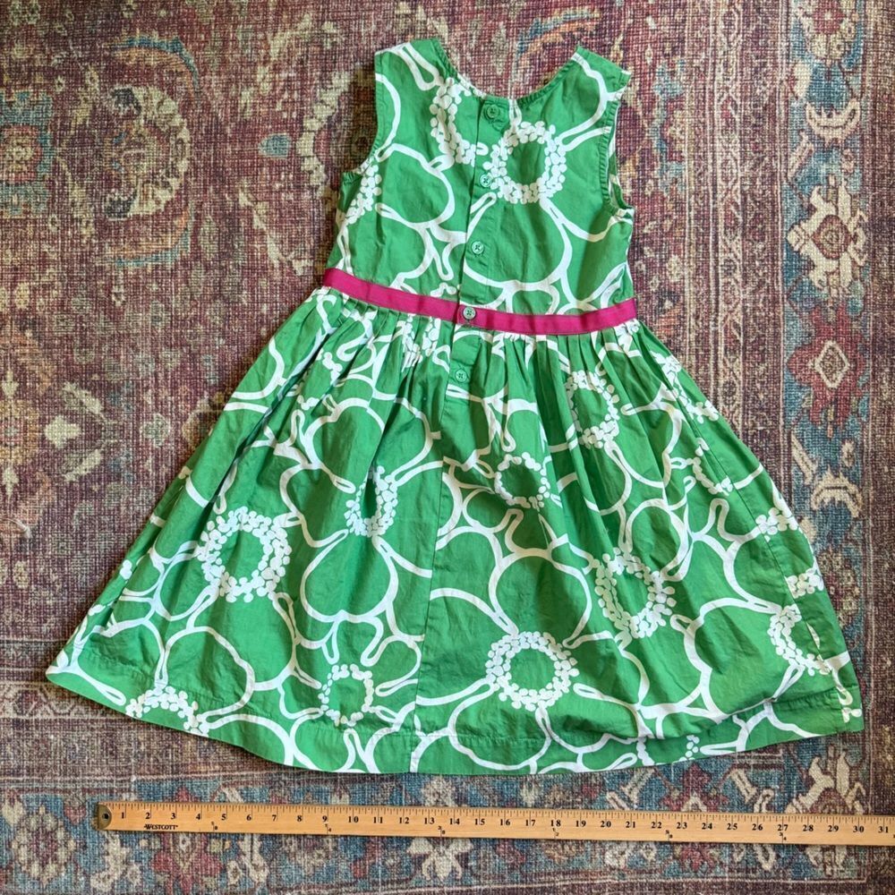 Mini Boden 7-8yr Girls Green Floral Sleeveless Dress with Pink Accent pockets - Picture 8 of 8